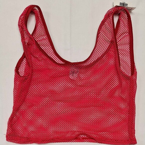 NWT Lover's Lane Lingerie Fishnet Crop Tank Top Hot Pink OS Mesh Clubwear - Picture 3 of 3